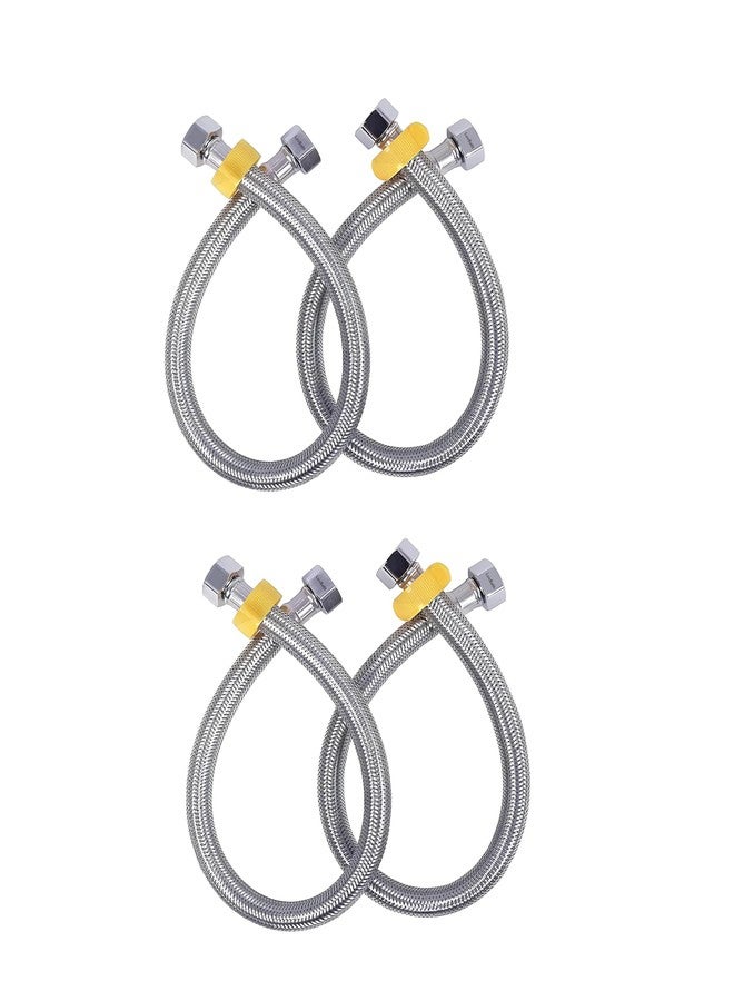 LuvBath Fitting 9 Inch 304 Stainless Steel Connection Pipe | Pack of 4 | Leakproof, Rust-Free Flexible Hose Pipes for Geyser, Toilet, Basin & Sink, Hot Cold Mixer Faucets | Silver | 9 Inch (22 cm) - Image 1